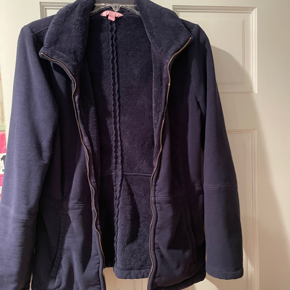 Lilly Pulitzer Navy Fuzzy Fleece Jacket- size M